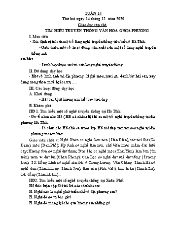 Giáo án Lớp 5 - Tuần 14 - Năm học 2020-2021 - Nguyễn Thị Bích Thủy Giáo án Lớp 5 - Tuần 14 - Năm học 2020-2021 - Nguyễn Thị Bích Thủy