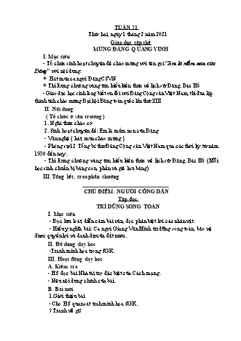 Giáo án Lớp 5 - Tuần 21 - Năm học 2020-2021 - Nguyễn Thị Bích Thủy