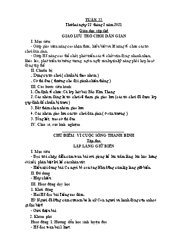 Giáo án Lớp 5 - Tuần 22 - Năm học 2020-2021 - Bạch Thị Đào