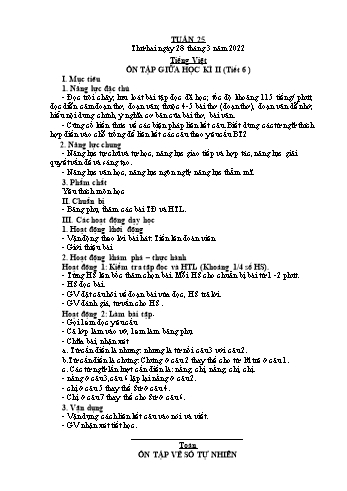 Giáo án Lớp 5 - Tuần 25 - Năm học 2021-2022 - Bạch Thị Đào Giáo án Lớp 5 - Tuần 25 - Năm học 2021-2022 - Bạch Thị Đào