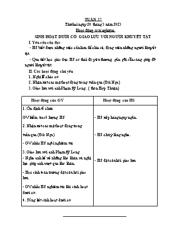 Giáo án Lớp 5 - Tuần 27 - Năm học 2022-2023 - Bạch Thị Đào Giáo án Lớp 5 - Tuần 27 - Năm học 2022-2023 - Bạch Thị Đào