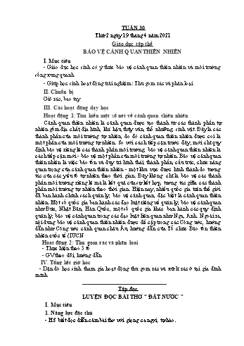 Giáo án Lớp 5 - Tuần 30 - Năm học 2020-2021 - Bạch Thị Đào Giáo án Lớp 5 - Tuần 30 - Năm học 2020-2021 - Bạch Thị Đào