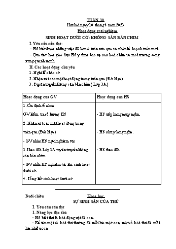 Giáo án Lớp 5 - Tuần 30 - Năm học 2022-2023 - Bạch Thị Đào Giáo án Lớp 5 - Tuần 30 - Năm học 2022-2023 - Bạch Thị Đào