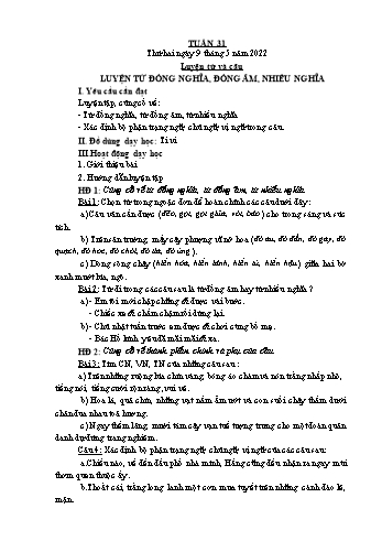 Giáo án Lớp 5 - Tuần 31 - Năm học 2021-2022 - Bạch Thị Đào Giáo án Lớp 5 - Tuần 31 - Năm học 2021-2022 - Bạch Thị Đào