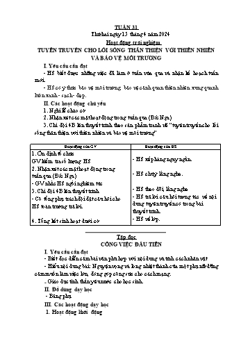 Giáo án Lớp 5 - Tuần 31 - Năm học 2023-2024 - Bạch Thị Đào Giáo án Lớp 5 - Tuần 31 - Năm học 2023-2024 - Bạch Thị Đào
