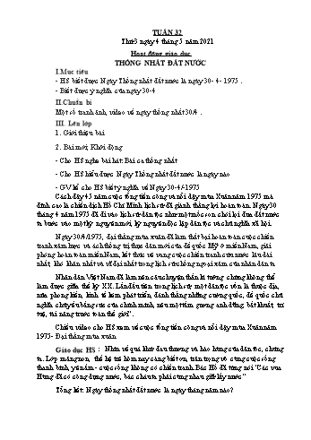 Giáo án Lớp 5 - Tuần 32 - Năm học 2020-2021 - Nguyễn Thị Bích Thủy
