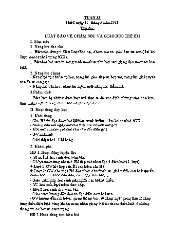 Giáo án Lớp 5 - Tuần 33 - Năm học 2020-2021 - Nguyễn Thị Bích Thủy