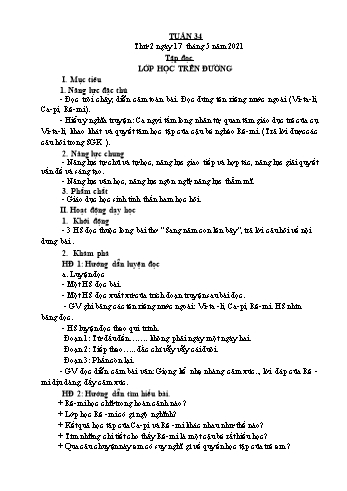 Giáo án Lớp 5 - Tuần 34 - Năm học 2020-2021 - Bạch Thị Đào Giáo án Lớp 5 - Tuần 34 - Năm học 2020-2021 - Bạch Thị Đào