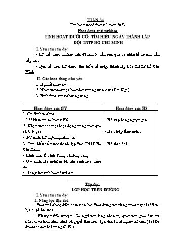 Giáo án Lớp 5 - Tuần 34 - Năm học 2022-2023 - Bạch Thị Đào Giáo án Lớp 5 - Tuần 34 - Năm học 2022-2023 - Bạch Thị Đào