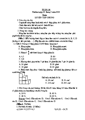 Giáo án Lớp 5 - Tuần 36 - Năm học 2023-2024 - Bạch Thị Đào