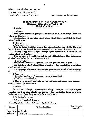 Giáo án Vật lí 11 (Kết nối tri thức) - Bài 1: Dao động điều hòa - Nguyễn Văn Quỳnh