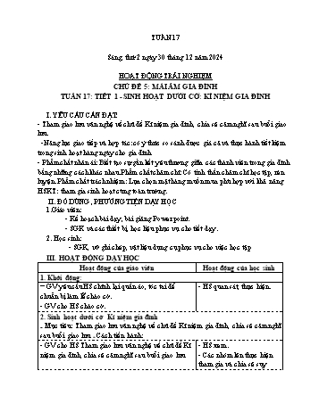 Kế hoạch bài dạy Lớp 4 (Kết nối tri thức) - Tuần 17 - Năm học 2024-2025 - Trần Ngọc Thùy