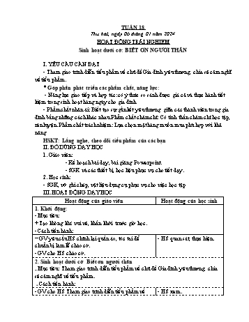 Kế hoạch bài dạy Lớp 4 (Kết nối tri thức) - Tuần 18 - Năm học 2024-2025 - Lê Thị Hồng Hạnh