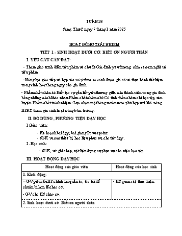 Kế hoạch bài dạy Lớp 4 (Kết nối tri thức) - Tuần 18 - Năm học 2024-2025 - Trần Ngọc Thùy
