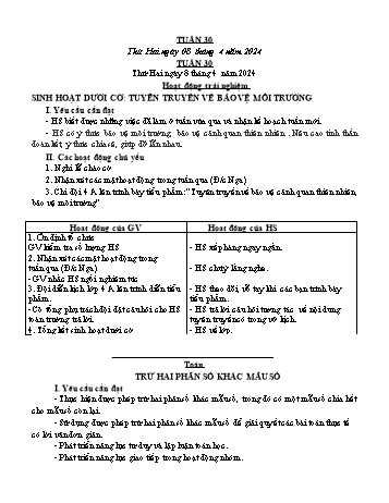 Kế hoạch bài dạy Lớp 4 (Kết nối tri thức) - Tuần 30 - Năm học 2023-2024 - Nguyễn Thị Bích Thủy
