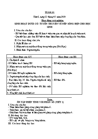 Kế hoạch bài dạy Lớp 4 (Kết nối tri thức) - Tuần 35 - Năm học 2023-2024 - Nguyễn Thị Bích Thủy