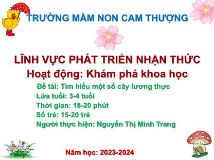 Bài giảng Lớp Chồi - Khám phá khoa học - Đề tài: Cây lương thực - Năm học 2023-2024 - Nguyễn Thị Minh Trang