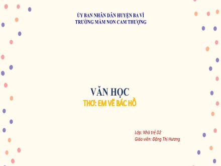 Bài giảng Lớp Chồi - Văn học - Thơ: Em vẽ Bác Hồ - Đặng Thị Hương