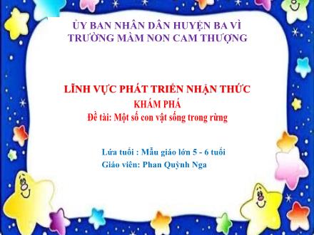 Bài giảng Lớp Lá - Phát triển nhận thức - Đề tài: Một số con vật sống trong rừng - Phan Quỳnh Nga