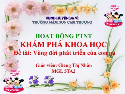 Bài giảng Lớp Lá - Phát triển nhận thức - Đề tài: Vòng đời phát triển của con gà - Giang Thị Nhẫn