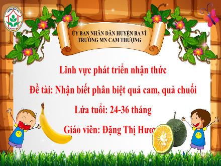 Bài giảng Lớp Mầm - Phát triển nhận thức - Đề tài: Nhận biết phân biệt quả cam, quả chuối - Đặng Thị Hương