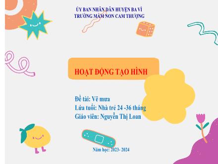 Bài giảng Lớp Nhà trẻ - Hoạt động tạo hình - Đề tài: Vẽ mưa - Năm học 2023-2024 - Nguyễn Thị Loan