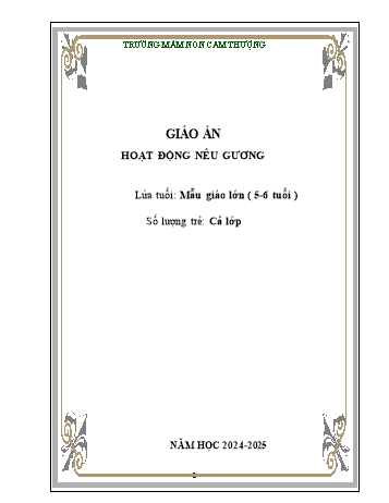 Giá án Lớp Lá - Hoạt động nêu gương - Năm học 2024-2025