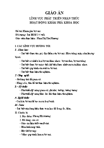 Giáo án Lớp Lá - Phát triển nhận thức - Khám phá bột mì - Phan Thị Thu Phương