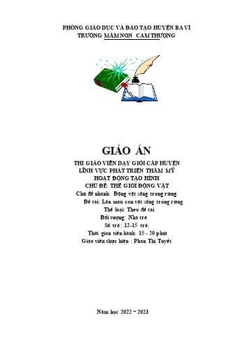Giáo án Lớp Nhà trẻ - Phát triển thẩm mỹ - Đề tài: Lăn màu con vật sống trong rừng - Phan Thị Tuyết