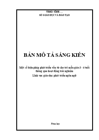 Mô tả sáng kiến Một số biện pháp phát triển vốn từ cho trẻ mẫu giáo 3 - 4 tuổi thông qua hoạt động trải nghiệm