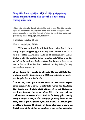 Sáng kiến kinh nghiệm Một số biện pháp phòng chống tai nạn thương tích cho trẻ 3-4 tuổi trong trường Mầm Non