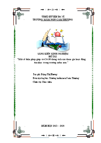 SKKN Một số biện pháp giúp trẻ 24-36 tháng tích cực tham gia hoạt động âm nhạc trong trường Mầm Non - Đặng Thị Hương