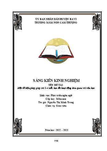 SKKN Một số biện pháp giúp trẻ 3-4 tuổi học tốt hoạt động làm quen với văn học - Năm học 2022-2023 - Nguyễn Thị Minh Trang